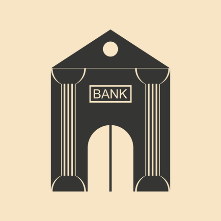 Flat in black and white Bank buildingのイラスト素材