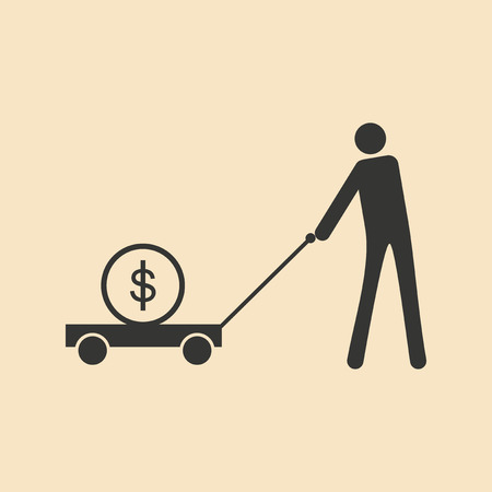 Flat black white man and dollar in cartのイラスト素材