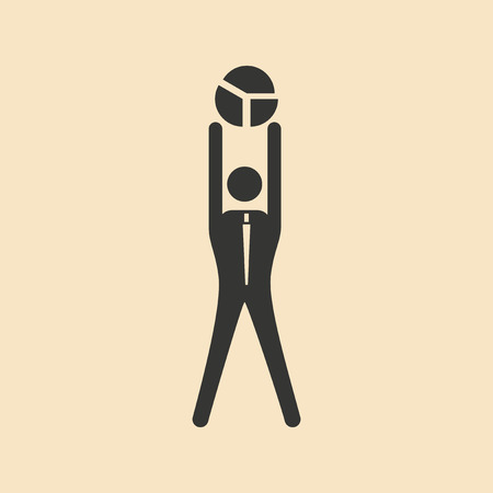 Flat in black white Man and chartのイラスト素材