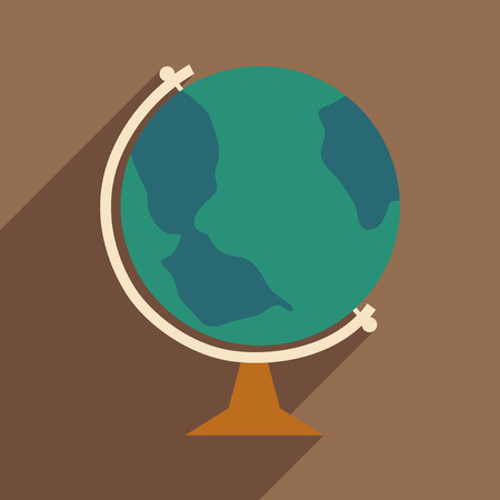 Flat with shadow icon and mobile application globe iconのイラスト素材