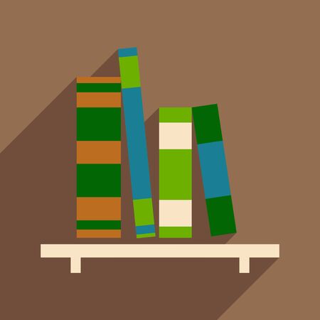 Flat with shadow icon and mobile application bookshelfのイラスト素材