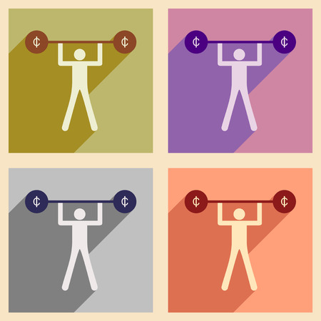 Flat with shadow concept icon man and the bar coinsのイラスト素材