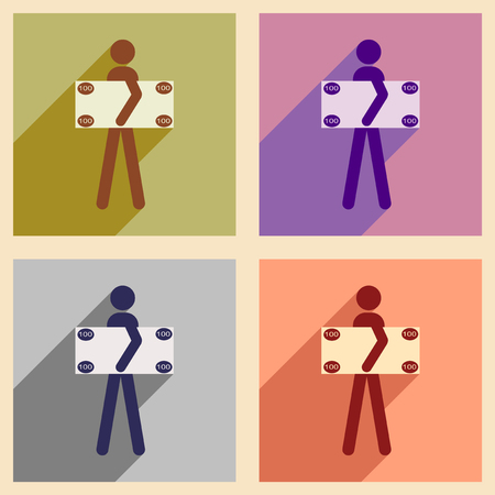 Flat with shadow concept icon People and dollarのイラスト素材