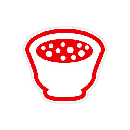 sticker miso soup plate on a white backgroundのイラスト素材
