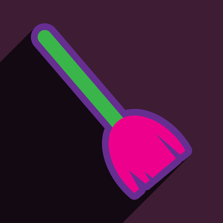 Flat with shadow Icon broom on bright backgroundのイラスト素材