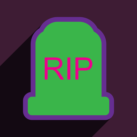 Flat with shadow Icon headstone on a colored backgroundのイラスト素材