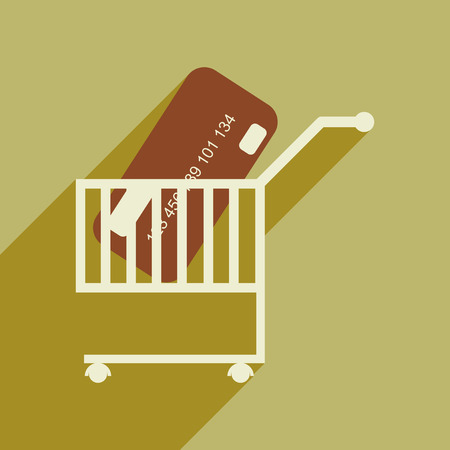 Modern flat icon with shadow bank card in the cartのイラスト素材