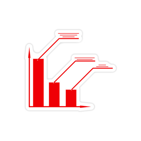 stylish sticker on paper economic graph on white backgroundのイラスト素材