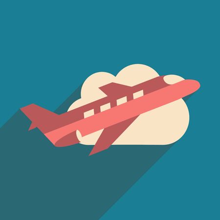 Flat with shadow icon and mobile application planeのイラスト素材