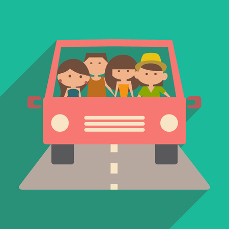 Flat with shadow icon and mobile application friendly travelのイラスト素材