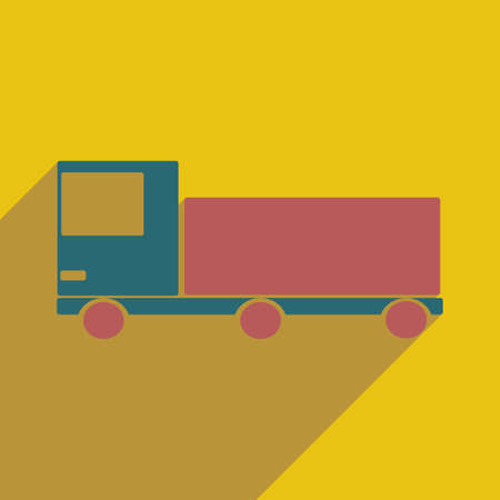 Flat with shadow icon and mobile application delivery truckのイラスト素材