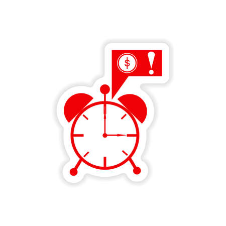 stylish sticker on paper alarm clock moneyのイラスト素材