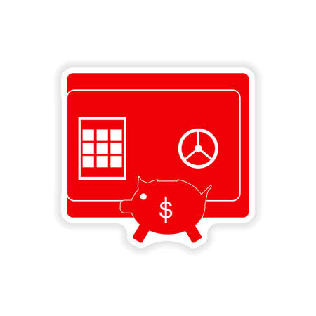 stylish sticker on paper safe and piggy bankのイラスト素材