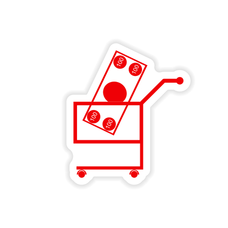 stylish sticker on paper money in trolleyのイラスト素材