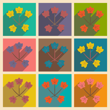 Flat with shadow concept and mobile application maple leavesのイラスト素材