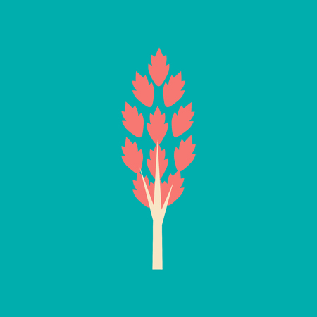Flat with shadow icon and mobile application tree leavesのイラスト素材