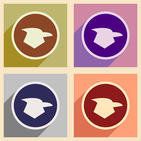 Stylish assembly silhouettes eagles and realistic icon on purpleのイラスト素材