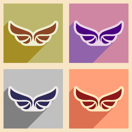 Stylish assembly wings eagles and realistic icon on purpleのイラスト素材