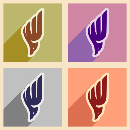 Collection soaring eagle  and realistic icon on purpleのイラスト素材