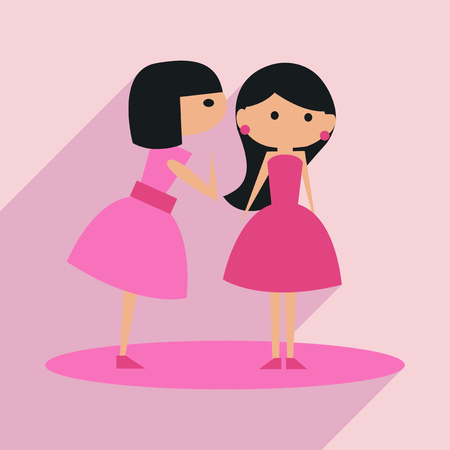 Flat with shadow icon and mobile application female conversationのイラスト素材