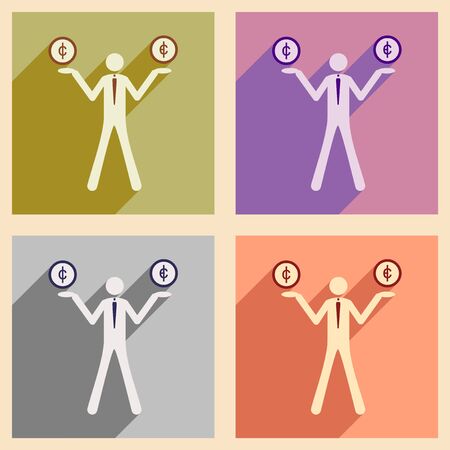 Flat with shadow icon concept man and coinsのイラスト素材