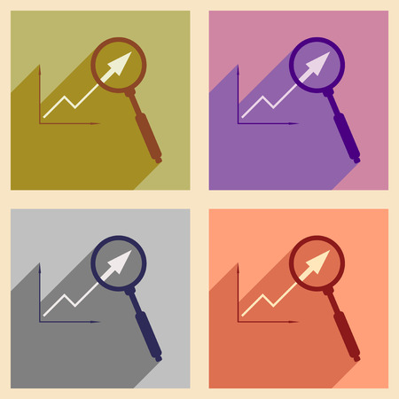 Flat with shadow icon concept Economic graph and zoomのイラスト素材