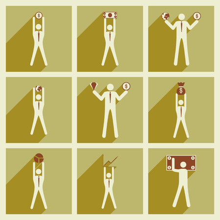 Modern flat icons vector collection Stick Figure business moneyのイラスト素材