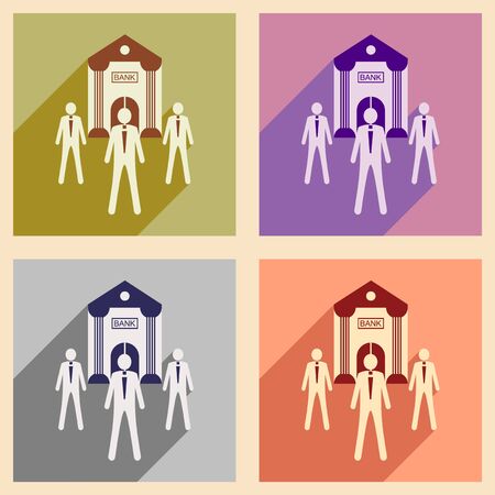 Modern flat icons vector collection with shadow Bank and employeesのイラスト素材
