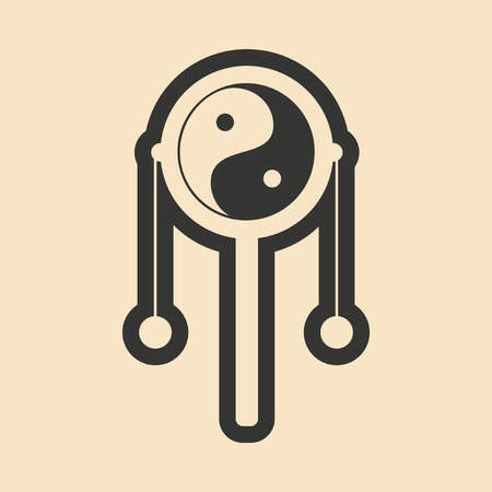 Flat in black and white mobile application drum Chineseのイラスト素材