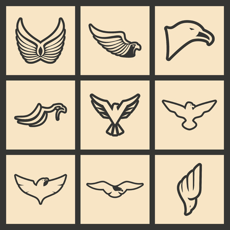 Flat in black and white concept mobile application eagles のイラスト素材