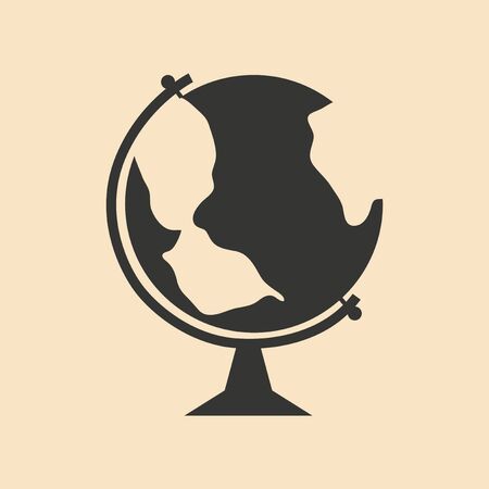 Flat in black and white mobile application globe iconのイラスト素材