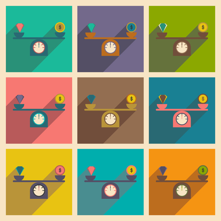 Modern flat icons vector collection with shadow diamond scales Moneyのイラスト素材