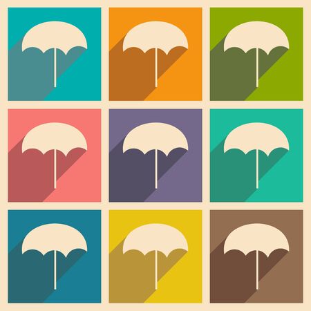 Flat with shadow concept and mobile application beach umbrellaのイラスト素材