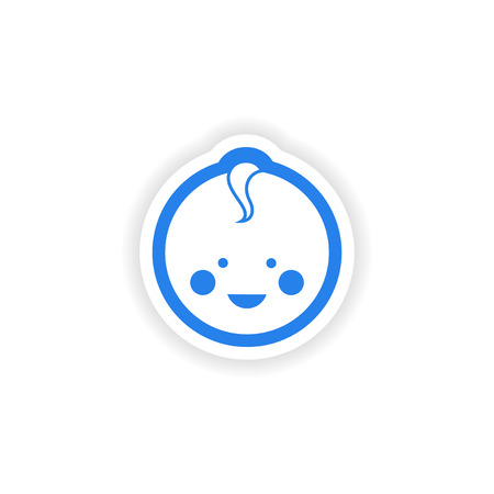 paper stickers on white background newborn boyのイラスト素材