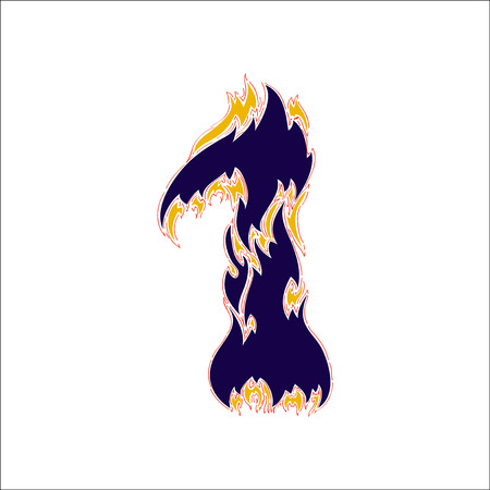 fiery font blue number 1 on a white backgroundのイラスト素材