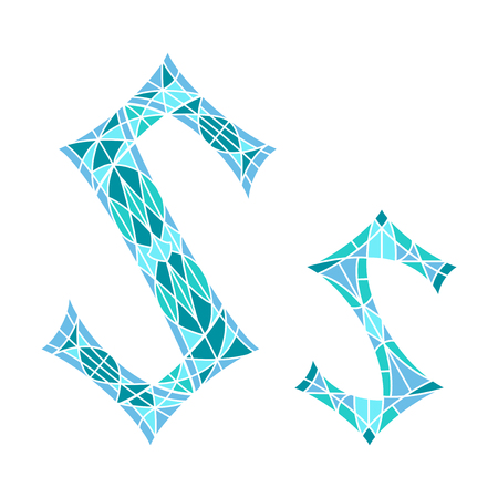 Low poly letter S in blue mosaic polygonのイラスト素材