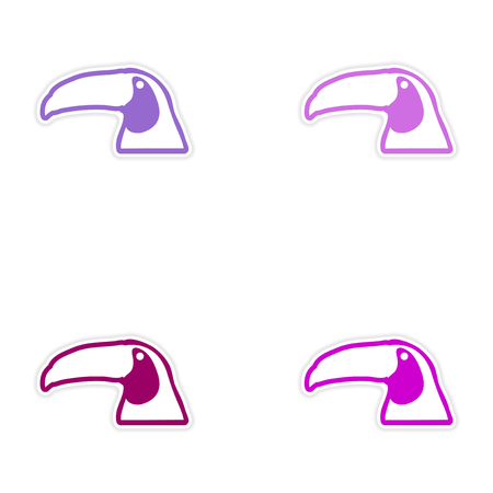 Set of stickers Brazilian toucan on white backgroundのイラスト素材
