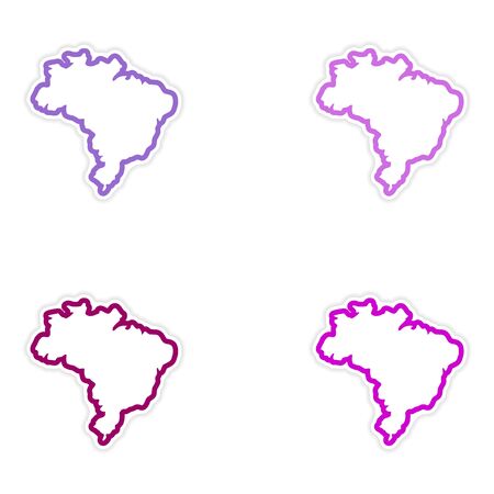 Set of stickers Brazilian map on white backgroundのイラスト素材