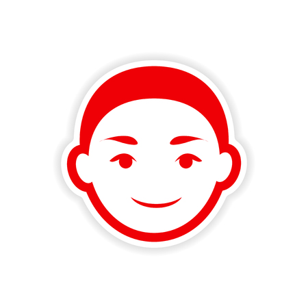 paper sticker Indian boy on white backgroundのイラスト素材