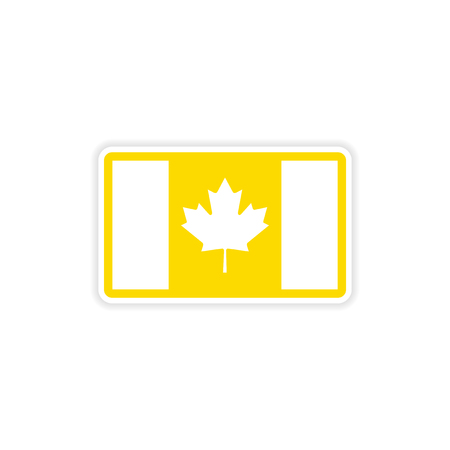 paper sticker Canadian flag on white backgroundのイラスト素材