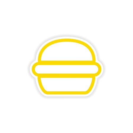 paper sticker American burger on white backgroundのイラスト素材