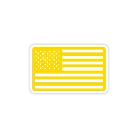 paper sticker American flag on white backgroundのイラスト素材