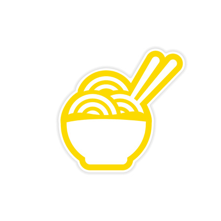 sticker Asian dish of noodles and chopsticksのイラスト素材