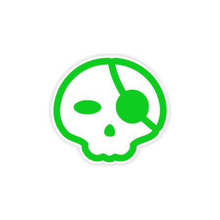 sticker stylish skull with eye patch on white backgroundのイラスト素材
