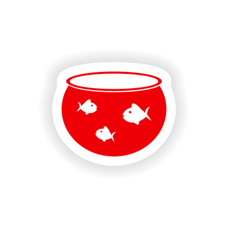 icon sticker realistic design on paper aquarium fishのイラスト素材