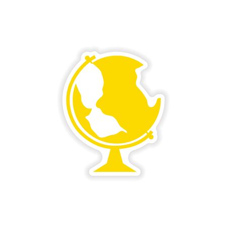 icon sticker realistic design on paper globeのイラスト素材