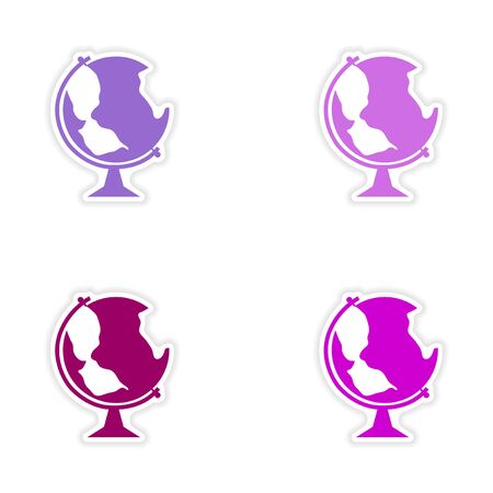 assembly realistic sticker design on paper globeのイラスト素材