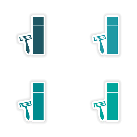 assembly realistic sticker design on paper shaverのイラスト素材