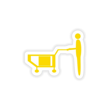 icon sticker realistic design on paper loader truck boxのイラスト素材