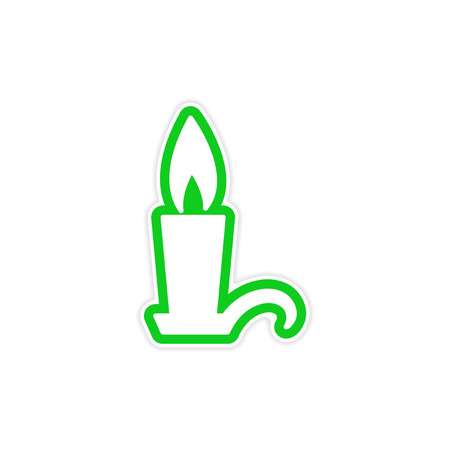 sticker bright burning candle on a white backgroundのイラスト素材